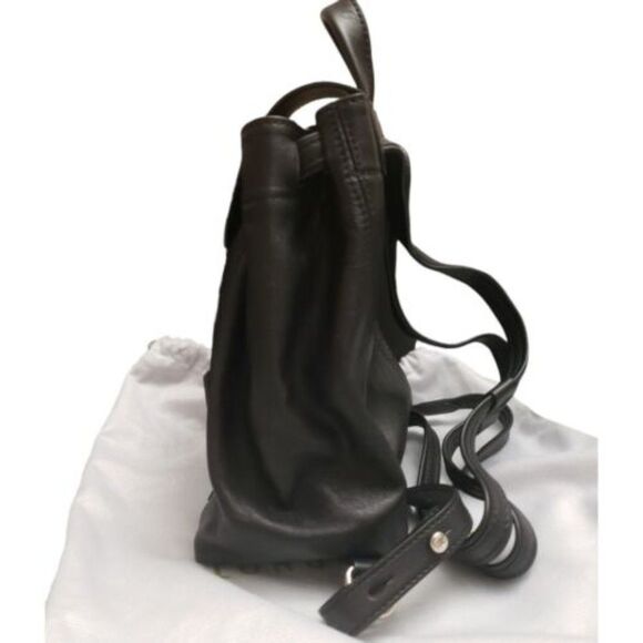 Longchamp LIMITED Black Lettering Logo Patch Leather XS Backpack New w/tag - Picture 3 of 8